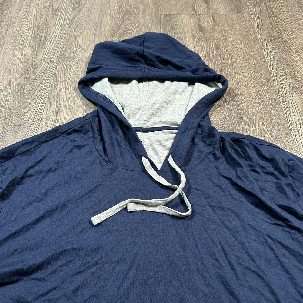 Polo Ralph Lauren Supreme Comfort Hoodie XL Navy Blue Long Sleeve Cotton T-Shirt - Picture 6 of 7